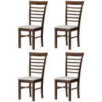 HOMCOM Wooden Dining Chairs Set of 4, Farmhouse Upholstered Kitchen Chairs with Rubber Wood Frame, Dark Brown and Beige