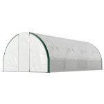 Outsunny Tunnel Greenhouse Walk-in Plant Warm House with 2 Hinged Doors, 8 Mesh Windows, 20' x 10' x 6.6', White