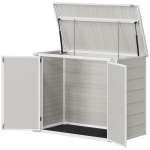 Outsunny 41 Cu. Ft. Outdoor Storage Shed, Outdoor Horizontal Trash Can Storage with Chain Lid, Lockable Storage Box, Light Grey