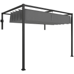 Outsunny 10' x 7' Lean To Pergola, Metal Pergola with Retractable Roof for Grill, Garden, Patio, Deck