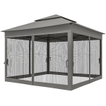 Outsunny 11' x 11' Pop Up Canopy 2-Tier Soft Top Shelter Event Tent w/ Netting Carry Bag for Patio Backyard Garden, Dark Grey