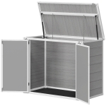 Outsunny 41 Cu. Ft. Outdoor Storage Shed, Outdoor Horizontal Trash Can Storage with Chain Lid, Lockable Storage Box, Grey