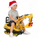Qaba Kids Ride-on Excavator with Digger, Pretend Play Construction Truck with Under Seat Storage, Realistic Sound, Treaded Wheels, No Power Design
