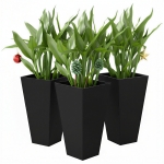 Outsunny Tall Planters for Outdoor Plants Set of 3, 28 In Taper Planters with Drainage Holes, Indoor Grande Plant Pots, Front Porch Decor (Black)