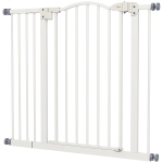 PawHut Extra Tall Dog Gate with Door, Pressure Fit, Auto Close, Double Locking for Doorways Hallways Stairs, 29"-37", White