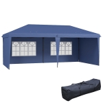Outsunny 10' x 20' Pop Up Canopy Tent with 4 Sidewalls, Instant Gazebo with Carry Bag for Garden, Patio, Blue