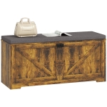 HOMCOM Shoe Storage Bench with Padded Seat, Entryway Bench Holds up to 352 lb, Shoe Organizer, 8 Pairs, Rustic Brown