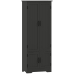 HOMCOM 60" 4-Door Storage Cabinet Multi-Storey Large Space Pantry with Adjustable Shelves Black