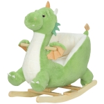 Qaba Baby Rocking Horse, Kids Ride On Dragon Toy with Realistic Dragon Roar and Safety Belt for Kids 18–36 Months, Green
