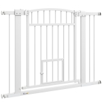 PawHut 30"-41" Extra Wide Pet Gate with Small Door, 30" H Dog Gate with 3-Inch and 5.5-Inch Extension Kit