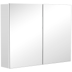 HOMCOM Bathroom Mirror Cabinet, Wall-Mounted Storage Organizer with Double Doors, Adjustable Shelf, Light Lilac