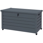 Outsunny 82 Gallon Garden Storage Box, Waterproof Outdoor Storage Container with Wheels and Handles, Dark Grey