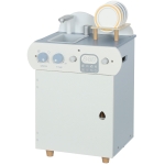 Qaba Wooden Dishwasher Playset, Play Sink Toys with Faucet, Turning Knobs and Accessories, Gift for Boys Girls Toddlers