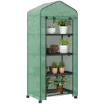 Outsunny Portable Greenhouse, Outdoor Hot House Plant Flower Greenhouse with 4 Tier Shelves, PE Cover, Green
