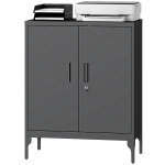 HOMCOM Office Storage Cabinet with Lock, Filing Cabinet with Adjustable Shelves and Doors for Home Office, Garage, Black