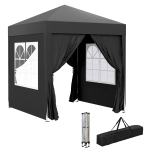 Outsunny 6.6'x6.6' Pop Up Canopy Tent with Sidewalls, Instant Sun Shelter Camping Gazebo with Carry Bag, Black