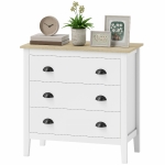 HOMCOM Chest of Drawers with Quiet Slides, Modern 3 Drawer Dresser for Bedroom, Closet, Living Room, Entryway, White