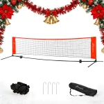 Soozier 10ft Portable Soccer Tennis/Pickleball/Badminton/Mini Tennis Net w/ Sideline for Training with Included Storage Bag, Red