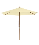 Outsunny 8FT Wood Market Umbrella Patio Umbrella Round Garden Parasol Canopy with Bamboo Ribs and Top Vent, Cream White