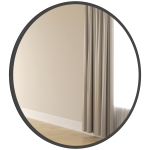 HOMCOM 30" Round Mirror, Bathroom Wall Mirror with Metal Frame, Decorative Vanity Mirror for Living Room, Bedroom, Black