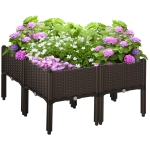 Outsunny 4-piece Raised Garden Bed PP Raised Flower Bed Plant Stand Stackable Vegetable Herb Grow Box