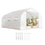 Outsunny 15'x10'x7' Greenhouse Gardening Planting Shed White