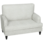 HOMCOM Modern Accent Chair, Leathaire Armchair with Turned Legs and Wide Seat, Comfy Chair for Living Room, Cream White