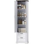 HOMCOM 71" Tall Kitchen Pantry Cabinet, Farmhouse Kitchen Storage Cabinet with Soft-Close Drawer and Adjustable Shelves, White