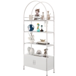 HOMCOM 4-Tier Arched Shelving Unit with Cabinet, Bookshelf for Living Room, Office, 31.5" x 11.8" x 73.6", White