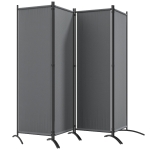 Outsunny Folding Room Divider, Privacy Screen for Home Office Bedroom, 5.6FT Tall, Dark Grey