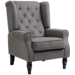 HOMCOM Wingback Accent Chair for Living Room, Button-Tufted Lounge Chair with Round Armrests and Wood Legs, Dark Gray