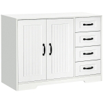 HOMCOM Modern Sideboard Buffet Cabinet with Drawers and Beadboard Door Cupboard Kitchen Storage Cabinet White