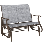 Outsunny Garden Double Gliding Chair, Patio Glider Armchair for Outdoor, Backyard Mesh Seat and Backrest, Steel Frame, Dark Grey