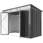 Outsunny 9' x 4' Galvanized Steel Garden Storage Shed with Lockable Doors, Gloves and 2 Air Vents for Backyard, Patio, Lawn