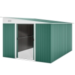Outsunny 11' x 9' Steel Garden Storage Shed, Outdoor Metal Tool House with Double Sliding Doors & 2 Air Vents, Green