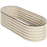 Outsunny 5 x 2 x 1.5 FT Galvanized Steel Raised Garden Bed, Metal Garden Bed Planter Box with Safety Edging, Cream White