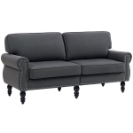 HOMCOM Stylish Midback Double Sofa with Sponge Padding, 2 Seater Sofa Couch, with Rubber Wood Leg, Dark Grey