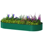 Outsunny 7' x 3' x 1' Large Outdoor Planter Box, Galvanized Raised Garden Bed with Metal Plant Stake, Green