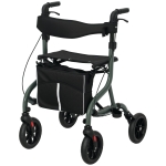 HOMCOM Foldable Rollator Walker with Seat for Seniors, Lightweight Rolling Walker with Adjustable Handles, Green