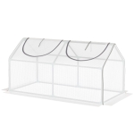 Outsunny Portable Mini Tunnel Greenhouse Garden Warm House with 2 Windows Steel Frame PE Cover, 47" x 24" x 24", White