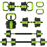 Soozier 6-in-1 Adjustable Dumbbell Set, Used as Kettlebell, Barbell, Dumbbell, Push-Up Stand, 44lbs Free Weights Set, Green