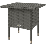 Outsunny Wicker Outdoor Side Table, 20" Square Patio End Table w/ Full Woven Top, Grey