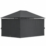 Outsunny 13'x 10' Soft-top Steel Patio Gazebo Canopy Party Tent with 6 Removable Curtains and Drainage Holes, Dark Grey