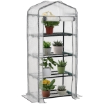 Outsunny Portable Greenhouse Outdoor Hot House with 4 Tier Shelves, Steel Frame, PE Cover, 28" x 20" x 63" , White