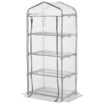 Outsunny Portable Greenhouse Outdoor Hot House with 4 Tier Shelves, Steel Frame, PE Cover, 28" x 20" x 63" , White