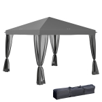 Outsunny 10' x 10' Pop Up Canopy Tent Gazebo with Removable Mesh Sidewall Netting, Carry Bag for Backyard Patio Outdoor, Light Grey