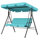 Outsunny 3-Seater Outdoor Porch Swing with Adjustable Canopy, Patio Swing Chair for Garden, Poolside, Backyard, Teal