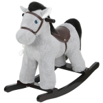 Qaba Kids Rocking Horse, Plush Toddler Ride on Toy with Realistic Neigh and Toy for 2–5 Years Old, Gray