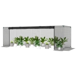 Outsunny Galvanized Steel Crop Cage, Plant Protection Tent with Zippered Door, 12' x 4', Black