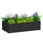 Outsunny Galvanized Raised Garden Bed, Outdoor Planter Box for Vegetables, Flowers, Herbs, 4' x 2' x 1', Black
